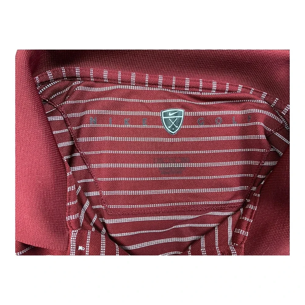 Nike Golf Polo Shirt Men's 2XL Maroon Red/White Stripe US Congressional - Picture 4 of 10